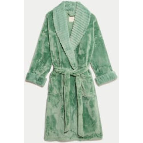 Womens Fleece Faux Fur Trim Dressing Gown - - M&S Collection - Modalova