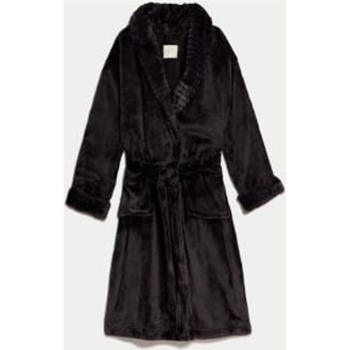 Womens Fleece Faux Fur Trim Dressing Gown - - M&S Collection - Modalova