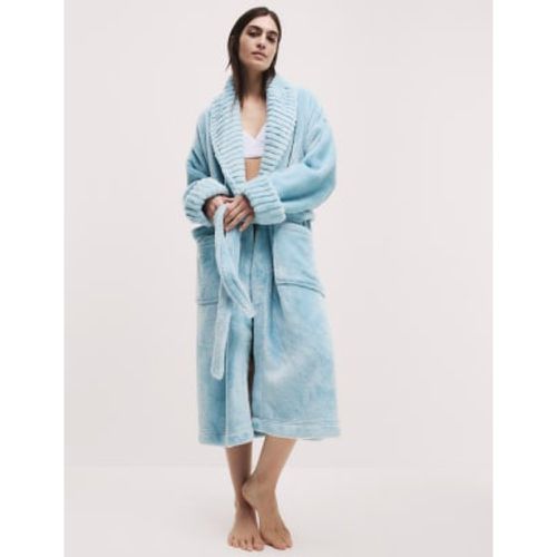 Womens Fleece Faux Fur Trim Dressing Gown - - M&S Collection - Modalova