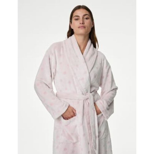 Womens Fleece Polka Dot Dressing Gown - - M&S Collection - Modalova