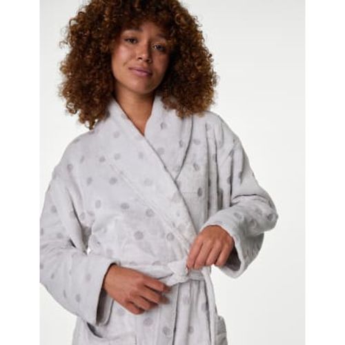 Womens Fleece Polka Dot Dressing Gown - - M&S Collection - Modalova