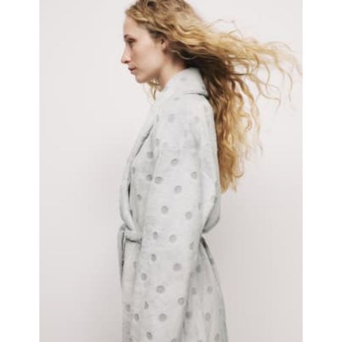 Womens Fleece Polka Dot Dressing Gown - M&S Collection - Modalova