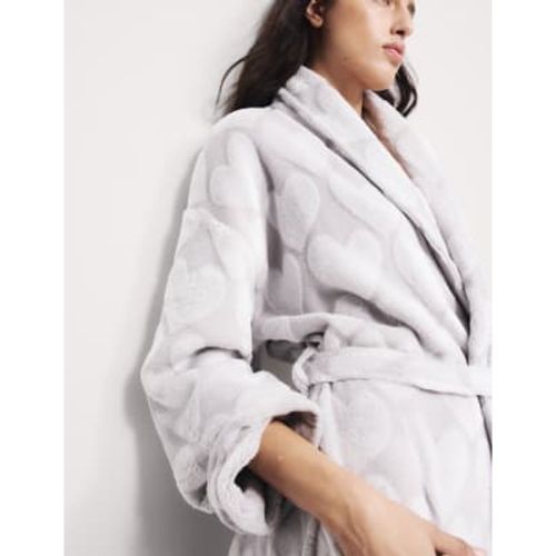 Womens Fleece Heart Print Dressing Gown - - M&S Collection - Modalova