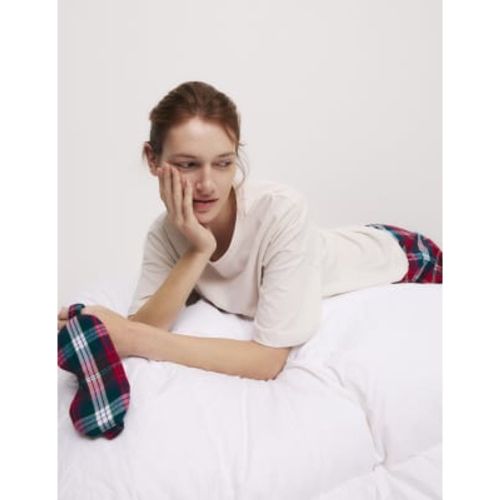 Womens Women's Checked Family Christmas Pyjama Set With Eye Mask - - M&S Collection - Modalova