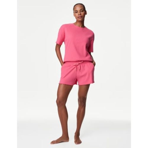 Womens Cotton Rich Ribbed Lounge Pyjama Shorts - - M&S Collection - Modalova