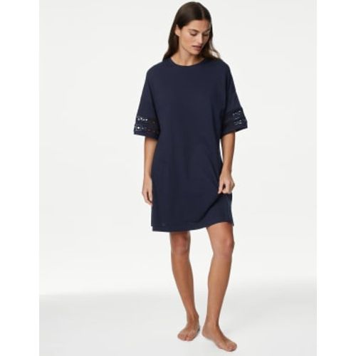 Womens Pure Cotton Broderie Trim Nightdress - - Body by M&S - Modalova