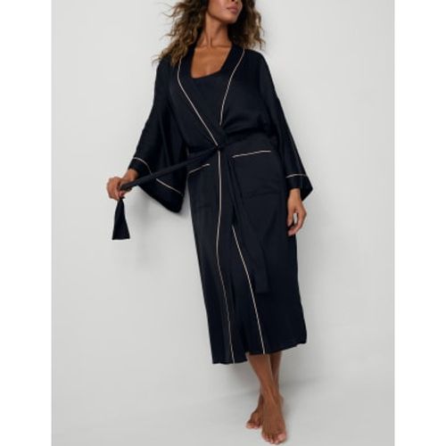 Womens Satin Piped Trim Kimono Wrap - - Rosie - Modalova