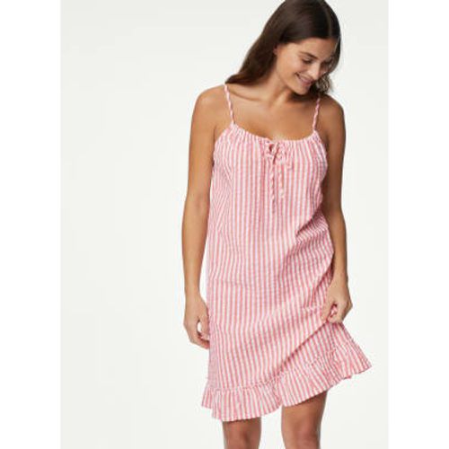 Womens Pure Cotton Waffle Striped Chemise - - Body by M&S - Modalova