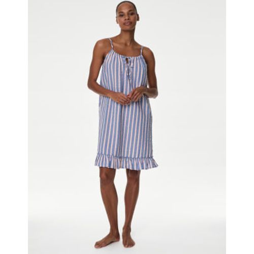 Womens Pure Cotton Waffle Striped Chemise - - Body by M&S - Modalova