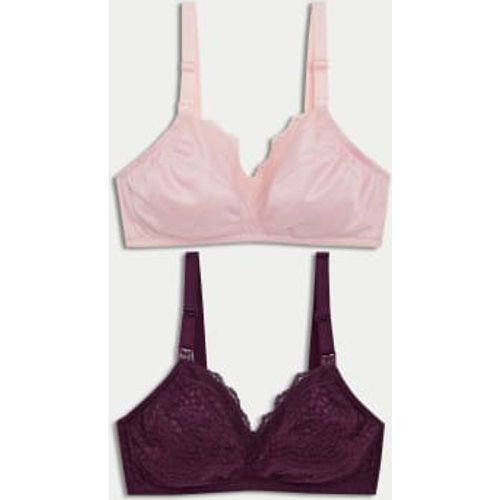 Womens 2pk Lace & Mesh Nursing Bras B-H - - M&S Collection - Modalova