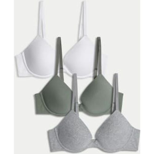 Womens 3pk Wired Plunge T-Shirt Bras A-E - - M&S Collection - Modalova