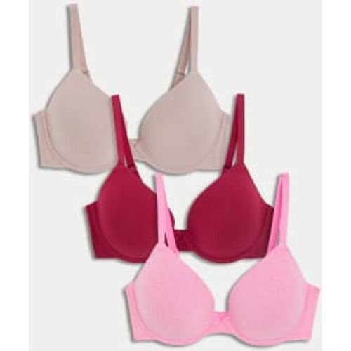 Womens 3pk Wired Plunge T-Shirt Bras A-E - - M&S Collection - Modalova