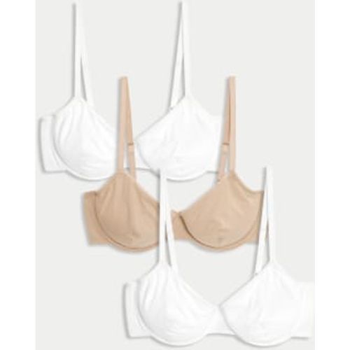 Womens 3pk Cotton Wired Full Cup Bras A-E - - M&S Collection - Modalova