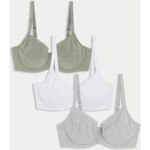 Womens 3pk Cotton Rich Wired Full Cup Bra A-E - - M&S Collection - Modalova