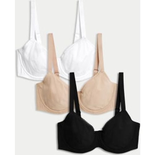 Womens 3pk Cotton Rich Wired Full Cup Bra A-E - - M&S Collection - Modalova