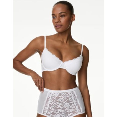 Womens Lace Trim Wired Demi Cup Bra A-E - - M&S Collection - Modalova