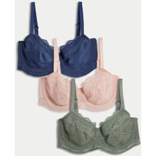 Womens 3pk Lace & Mesh Wired Balcony Bras A-E - - M&S Collection - Modalova