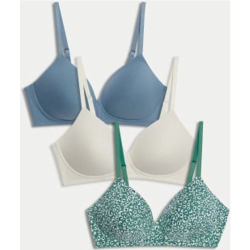 Womens 3pk Cotton Non Wired Full Cup T-Shirt Bra A-E - - M&S Collection - Modalova