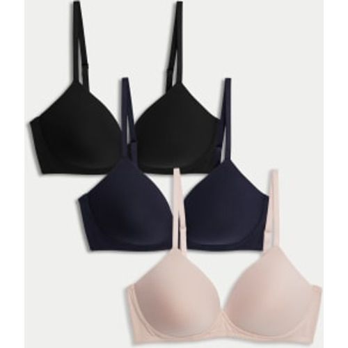 Womens 3pk Non Wired T-Shirt Bras A-E - - M&S Collection - Modalova