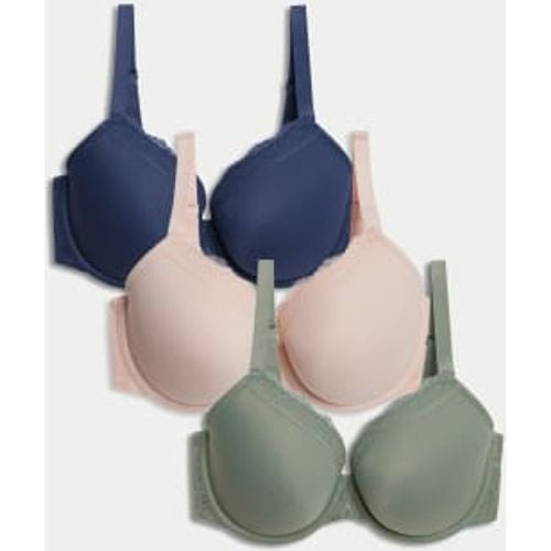 Womens 3pk Padded Wired Plunge Bras F-H - - M&S Collection - Modalova