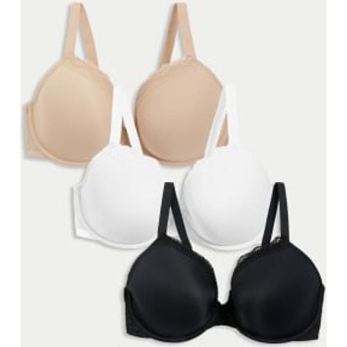 Womens 3pk Padded Wired Plunge Bras F-H - - M&S Collection - Modalova