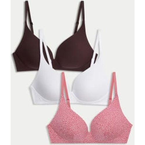 Womens 3pk Cotton Rich Non Wired T-Shirt Bras A-E - - M&S Collection - Modalova