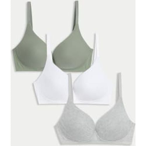 Womens 3pk Non Wired Plunge T-Shirt Bras A-E - - M&S Collection - Modalova