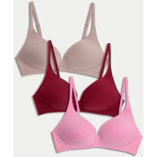 Womens 3pk Non Wired Plunge T-Shirt Bras A-E - - M&S Collection - Modalova