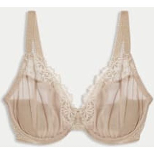 Womens Daisy Embroidery Wired Plunge Bra F-H - - M&S Collection - Modalova