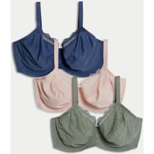 Womens 3pk Wired Full Cup Minimiser Bras C-H - - M&S Collection - Modalova