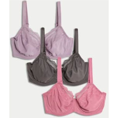 Womens 3pk Wired Full Cup Minimiser Bras C-H - - M&S Collection - Modalova