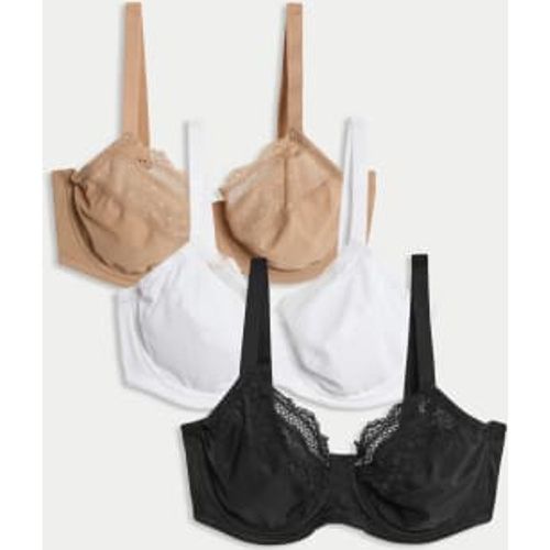 Womens 3pk Wired Full Cup Minimiser Bras C-H - - M&S Collection - Modalova