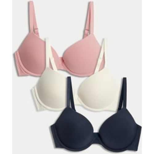 Womens 3pk Cotton Wired Push-Up Bras A-E - - M&S Collection - Modalova