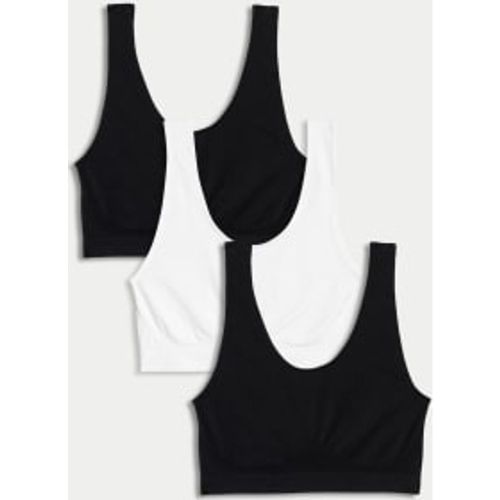 Womens 3pk Seamless Non Wired Crop Tops - /, / - M&S Collection - Modalova