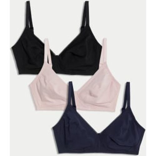 Womens 3pk Cotton Non Wired Full Cup Bras A-E - - M&S Collection - Modalova