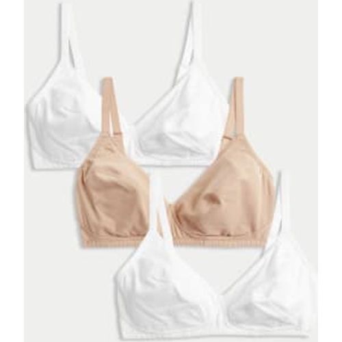 Womens 3pk Cotton Non Wired Full Cup Bras A-E - - M&S Collection - Modalova