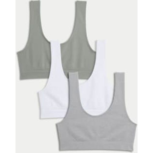 Womens 3pk Seamless Non Wired Crop Tops - M&S Collection - Modalova