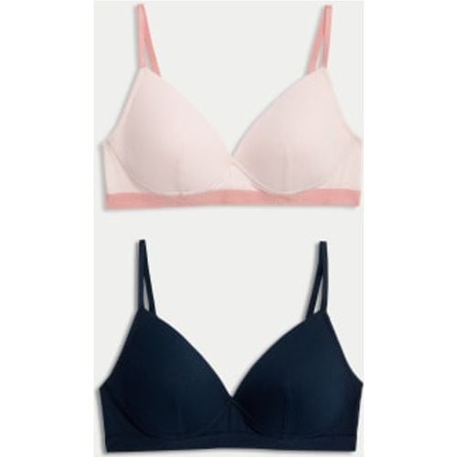 Womens 2pk Non Wired Cotton Rich Ribbed First Bras AA-D - - M&S Collection - Modalova