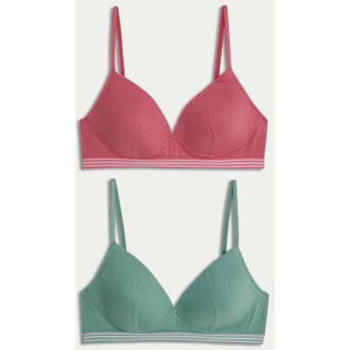 Womens 2pk Non Wired Cotton Rich Ribbed First Bras AA-D - - M&S Collection - Modalova