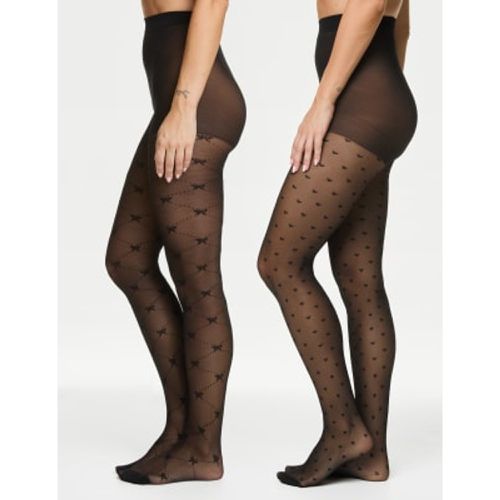 Womens 2pk Patterned Sheer Tights - - M&S Collection - Modalova