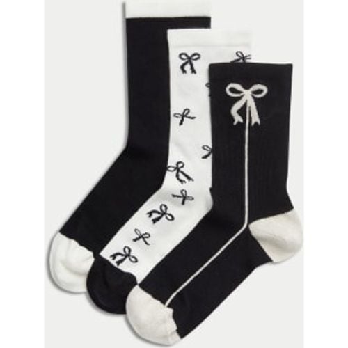 Womens 3pk Sumptuously Soft™ Bow Ankle High Socks - - M&S Collection - Modalova