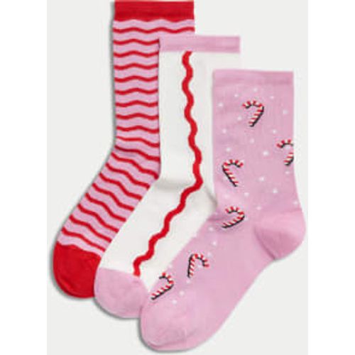 Womens 3pk Sumptuously Soft™ Candy Cane Ankle Socks - - M&S Collection - Modalova