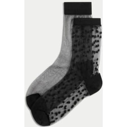 Womens 2pk Cotton Blend Sheer Ankle High Socks - - M&S Collection - Modalova