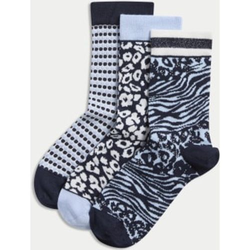 Womens 3pk Sparkle Patterned Ankle High Socks - - M&S Collection - Modalova