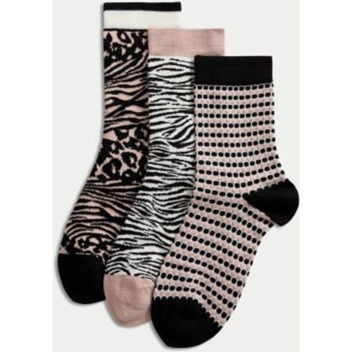 Womens 3pk Sparkle Patterned Ankle High Socks - - M&S Collection - Modalova