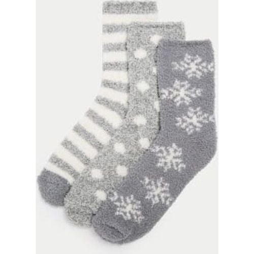 Womens 3pk Cosy Patterned Fluffy Socks - - M&S Collection - Modalova