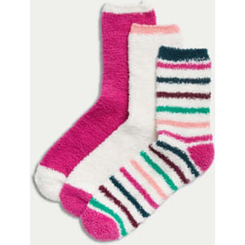 Womens 3pk Cosy Plain & Striped Ankle High Socks - - M&S Collection - Modalova