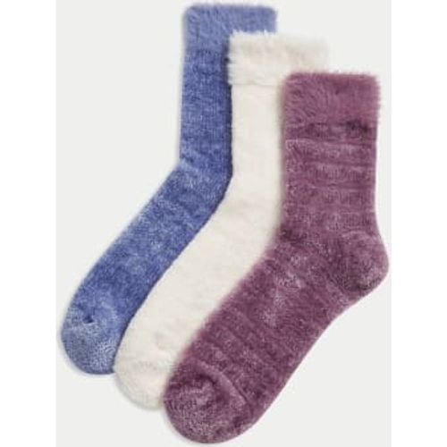 Womens 3pk Cosy Velvet Ankle High Socks - - M&S Collection - Modalova