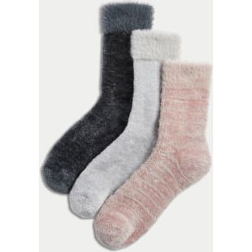 Womens 3pk Cosy Velvet Ankle High Socks - - M&S Collection - Modalova