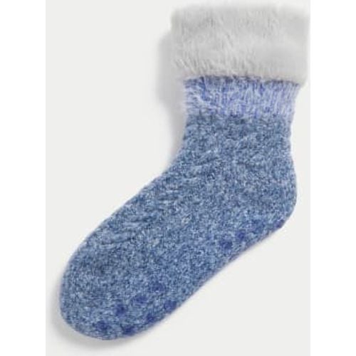 Womens Fluffy Faux Fur Collar Slipper Socks - - M&S Collection - Modalova